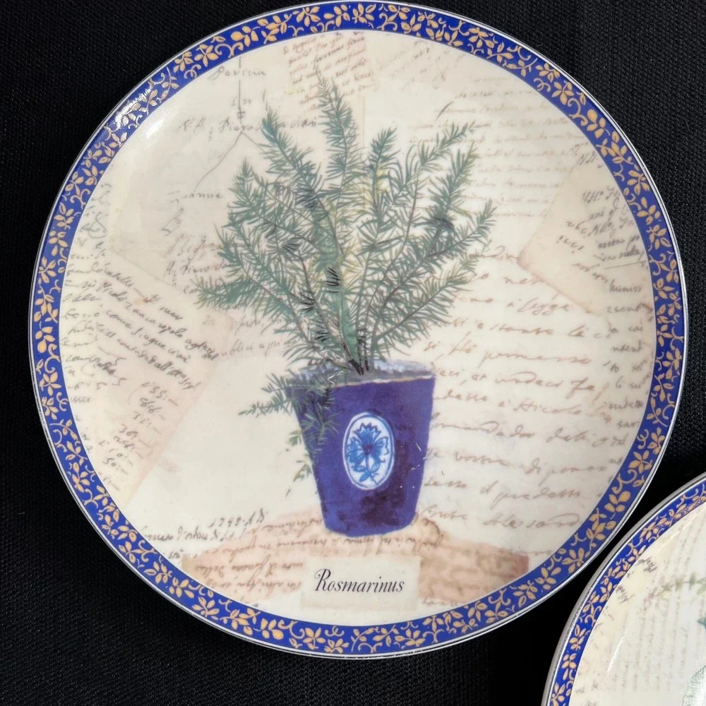 Formalities by Baum Bros Plantas Aromaticas Herb Plates Set of 2 Basil Rosemary